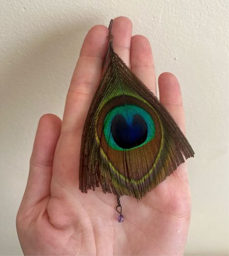 Peacock feather earrings
