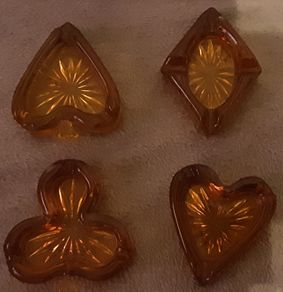 Amber glass cars suits ashtrays