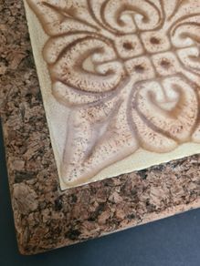 Vintage, 70s, Ceramic Tile Cork Trivet, Hot Pot Stand,  Decorative Floral Design