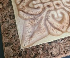Vintage, 70s, Ceramic Tile Cork Trivet, Hot Pot Stand,  Decorative Floral Design