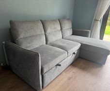Grey Reversible Corner Sofa Bed with Storage