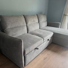 Grey Reversible Corner Sofa Bed with Storage