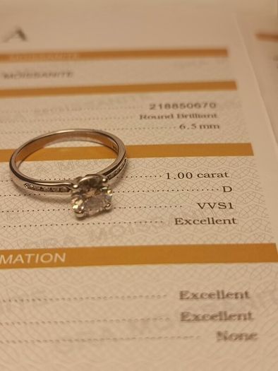 White Gold Moissanite Solitaire Ring with Accents