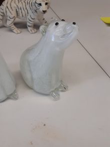 Polar bears glass ornaments