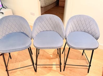 3 Grey Bar Stools Excellent Condition