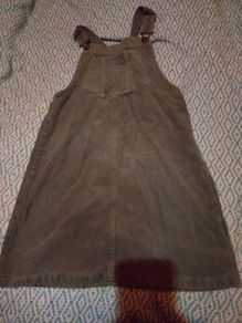 M&S green corduroy pinafore, 9-10 yrs