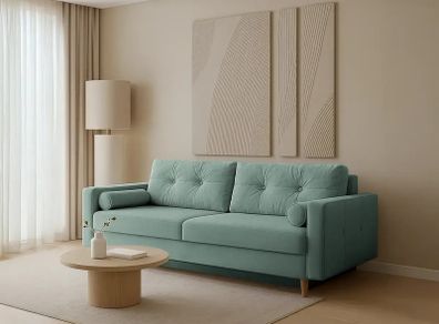 Sofa Bed. Sleeping fuction with Storage container. Comfortable sleep for your guests. High quality materials. Great condition. Decorative pillows included.