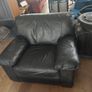 black leather  2 seater and chair free delivery Image 2
