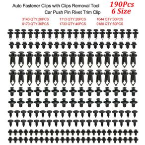 6 Size 190Pcs Universal Car Auto Fastener Clips Vehicle Retainer Rivet Door Panel Fender Liner Bumper Fender Trim Plastic Mixed Car Clips