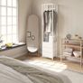 Coat Rack with Non woven Drawer, Freestanding Tall Closet Organizer, Clothes Rack with Rod, Tall Clothes Standing Dresser for Bedroom, Living Room, Entryway, White Image 3