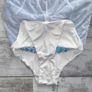 Oh Polly UK12 Blue Floral Ruched Mini Skirt Y2K Bodycon Mesh Image 6