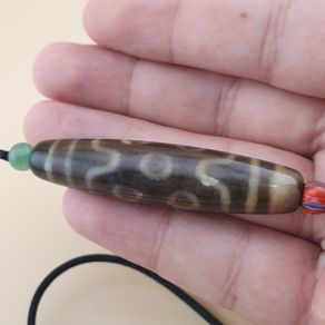 Vintage 7 Eyes Himalayan Tibetan Agate Dzi Bead Amulet