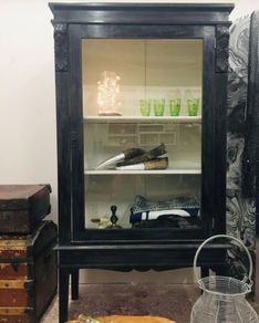 Antique Early 1900s Restored Linen Cabinet Home or Shop Display lock and Key