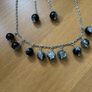 Crackle black and crystal clear beaded necklace and earnings set Image 2