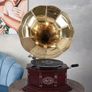 Vintage Gramophone Villa Fitzgerald Replica Wooden Case Brass Horn 1920s Style Image 3