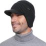 Beanie with Brim and Ear Flaps, Windproof Fleece Lined Knit Winter Hat, Warm Outdoor Mens Wooly Hats, Gifts for Dad Image 4
