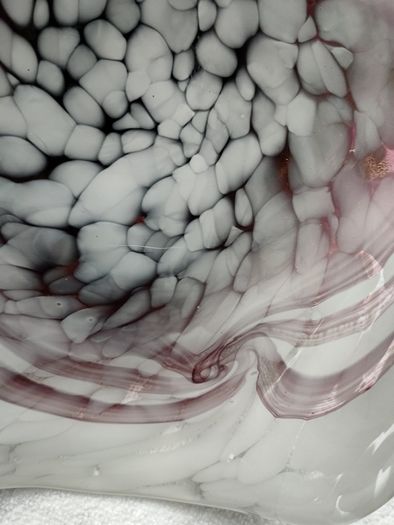 Hand blown curved glass dish