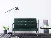 2-Seater Sofa with Armrests Dark Green Chrome and Velvet