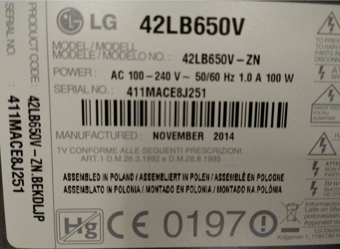 LG 42 inch Smart TV with 3D inc Glasses