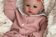 NEW SALE | Reborn Girl Dolls Lifelike Baby Doll 19 Inch Life Size Silicone Newborn Doll with Blue Eyes Realistic Reborn Girl Alive Soft Cloth Body Real Skin Details Toys Gift