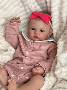 NEW SALE | Reborn Girl Dolls Lifelike Baby Doll 19 Inch Life Size Silicone Newborn Doll with Blue Eyes Realistic Reborn Girl Alive Soft Cloth Body Real Skin Details Toys Gift