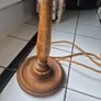 Lamp 1920s Vintage pleated silk shade solid oak base Table lamp Image 8