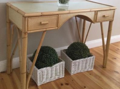 Beautiful Cane Console Table With 2 Drawers
