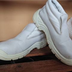 White Safety Joggers Steel Toe Cap Safety Clog  UK 8