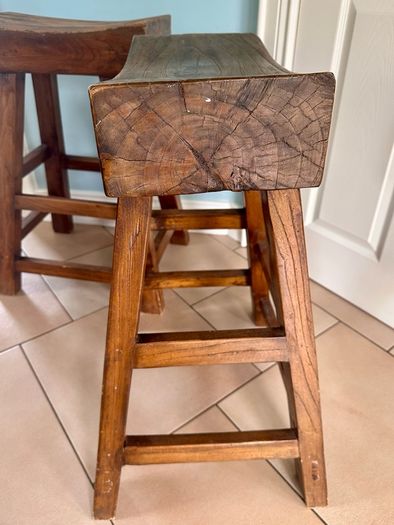3 wooden Chinese stools