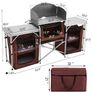 Brown Camping Outdoor Kitchen Table Cabinet Foldable Folding Cooking Storage Rack for BBQ Picnic X-Shaped Aluminum Alloy Bracket Image 2