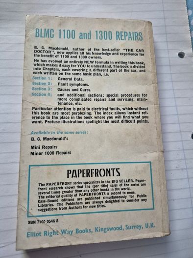 BLMC 1100 and 1300 Repairs - B C Macdonald Paperfront Manual -