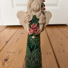 Ceramic handmade decorative angel figurine