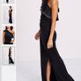 Lipsy Long Black Styled Dress Image 2