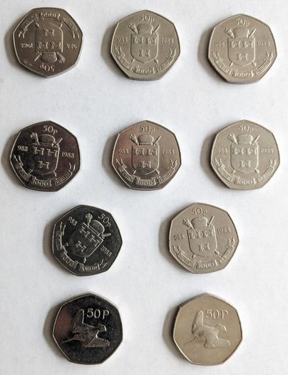 20 Irish Decimal Coins (IR 1 X 10) & (IR 0.50 X 10)
