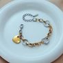 Love Heart Silver Gold Charm Bracelet Image 2