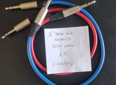 1/4" Jack to 1/4" Jack stereo patch cable
