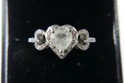 Vintage Sterling Silver 925 Hearts Shaped  Engagement Ring size R - 3,14g