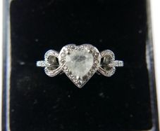 Vintage Sterling Silver 925 Hearts Shaped  Engagement Ring size R - 3,14g