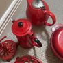 A bundle of Red Cooking Utensils- Pots, Pans . Cast Iron, Ceramic, Enamel etc Image 4