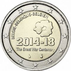 Belgium 2 Euro Commemorative Coin 2014 - The Great War Centenary. Uncirculated.
