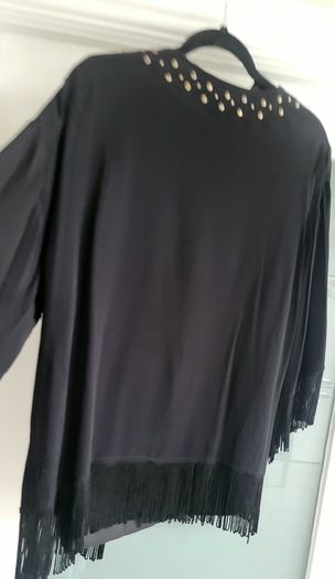 BIBA Black Fringed boho drape Sz 12 (Fit 10-16uk)