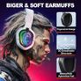 PG2 Gaming Headset for PS4, PS5, PC, Xbox One, Switch,Wired Gaming Headphones with Noise Cancelling Microphone, Ergonomic Design Over Ear Computer Headset with 3.5mm Jack & LED-Bright White Image 2