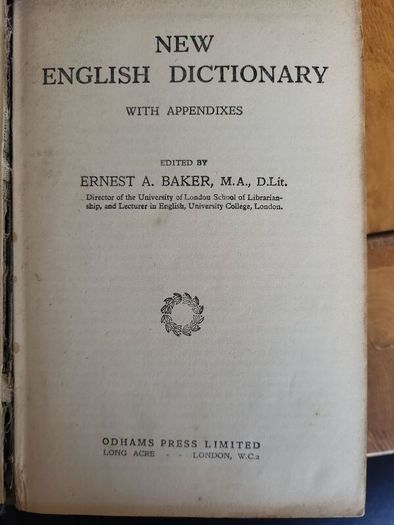 Antique New English Dictionary John Bull Edition 1932 Large Vintage Reference Book