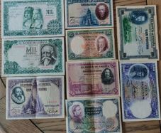 SPAIN 9 Banknotes 1925-71 Lot 25-1000 Pesetas