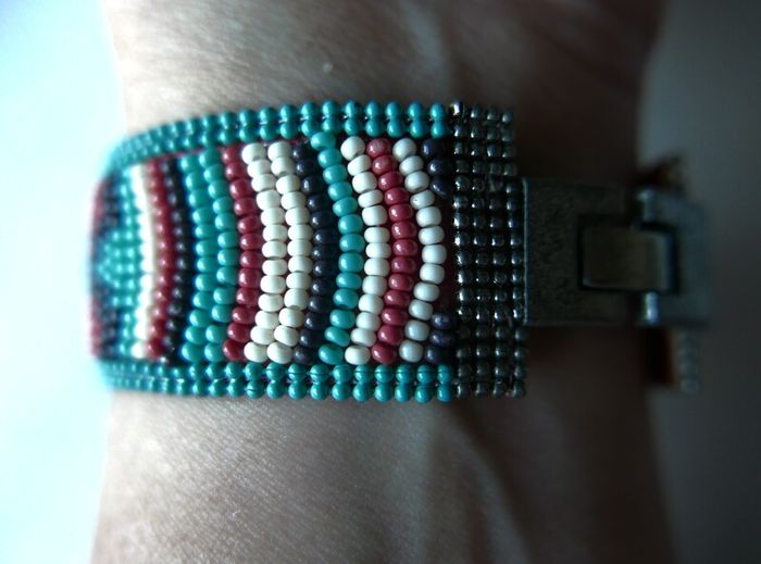 Vintage Handmade Turquoise Seed Bead  Bracelet