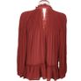 River Island Ladies Red Semi Pleated Sheer Top Long Sleeves Cold Shoulders Sz 10 including postage Image 5