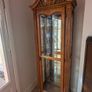 Ornate oak display cabinet with light. 5 glass shelves, mirror back Image 2
