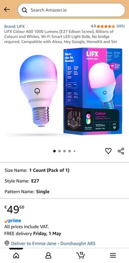 4 x lifx e27 bulbs