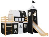 Children's Loft Bed Frame with Slide & Ladder Pinewood 97x208 cm
