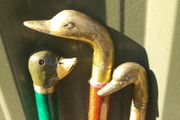 3 walking sticks, with duck heads, D18